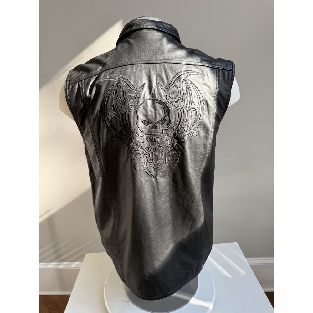 Harley Davidson Men's Switchback Blade Skull Black Leather Jacket XL - Picture 4 of 13